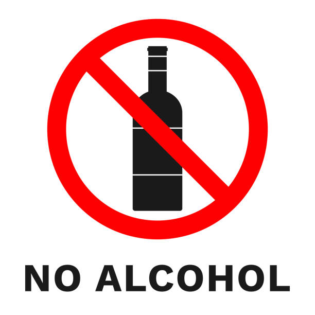 NO ALCOHOL sign. Sticker with inscription. Vector vector art illustration