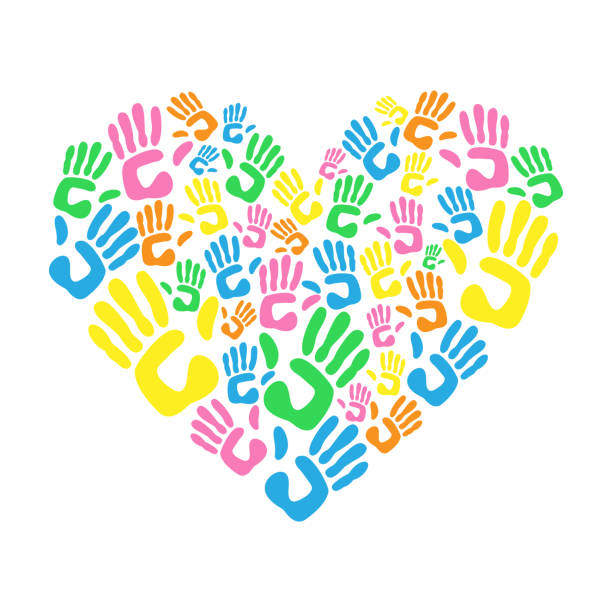 istock Heart made from children handprints. Philanthropy concept. Vector illustration 1075893074
