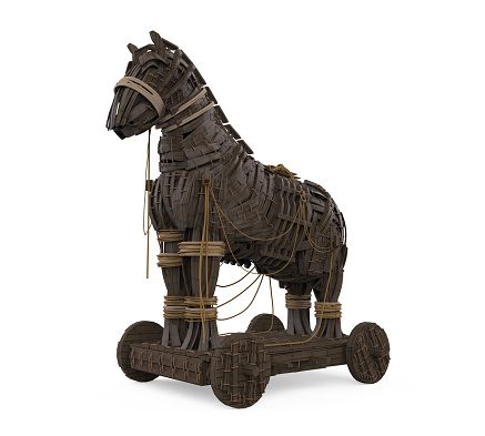 Trojan Horse isolated on white background. 3D render