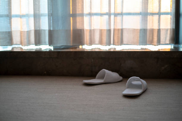 Shoes of believers visiting a mosque in Dubai, UAE