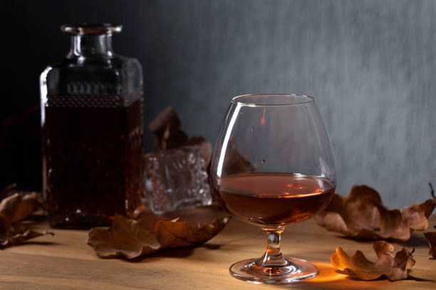 istock Brandy and dried up oak leaves . 1075917544