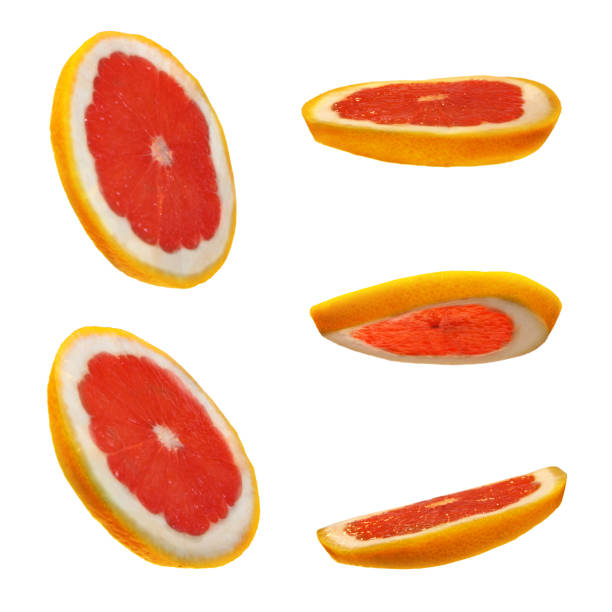 Grapefruit isolated on white background. Slice of fruit. \nitrus fruit\nFile contains clipping path.