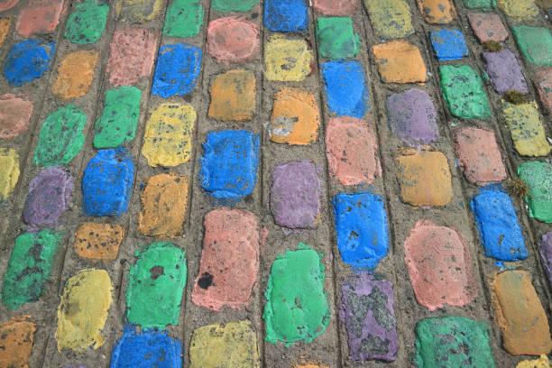 Colorful Walking Path at La Boca Neighborhood in Buenos Aires of Argentina Colorful Walking Path at La Boca Neighborhood in Buenos Aires of Argentina la boca buenos aires stock pictures, royalty-free photos & images