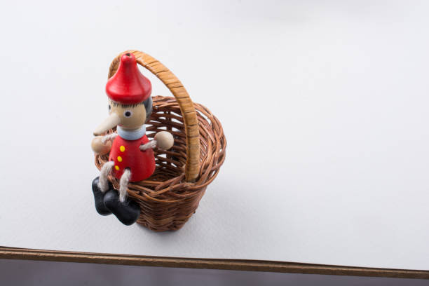 istock Pinochio toy figurine sitting in a basket 1075931896