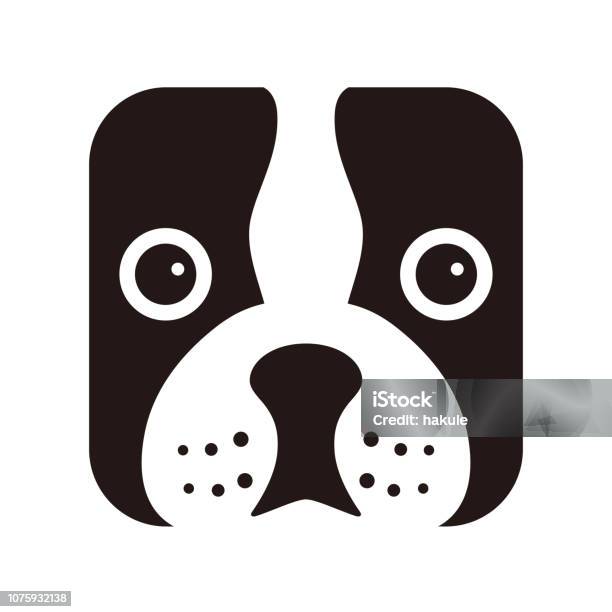 Dog Face Flat Icon Design Vector Illustration Stock Illustration - Download Image Now - French Bulldog, Dog, Animal Head