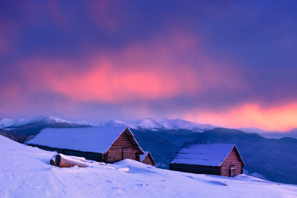 istock Stunning sunset in a mountain village 1075932926
