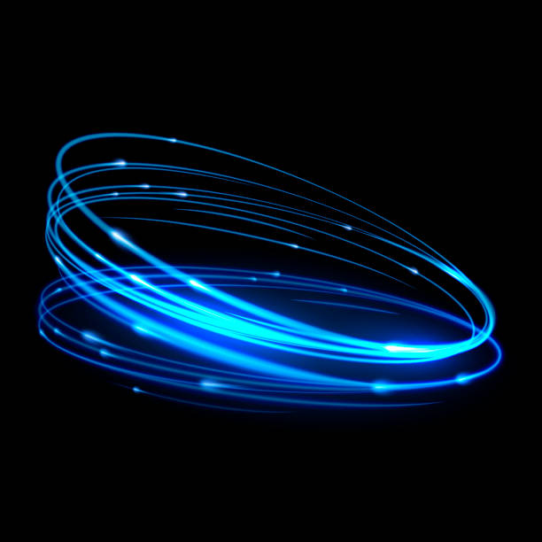 Blue rotating ellipses with a magical light effect. Dynamic shining element Blue rotating ellipses with a magical light effect. Dynamic shining element. Vector design the twist stock illustrations