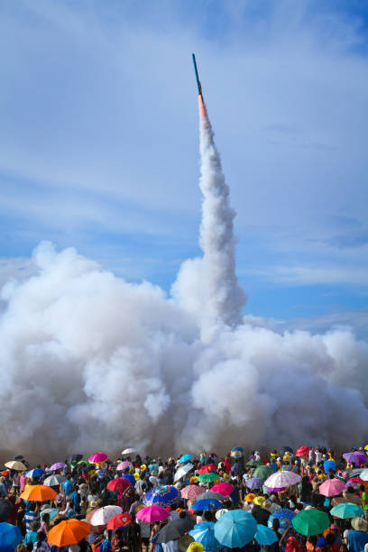 Bun Bang Fai (Rocket Festival), Yasothon, THAILAND. stock photo