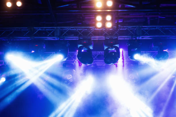 istock Stage, concert light. Modern spotlights equipment. 1075943742