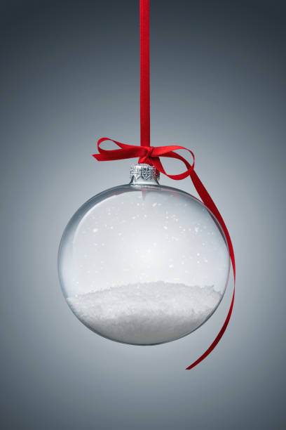 Empty transparent christmas ball Empty transparent christmas ball over gray background with copy space snow globe photos stock pictures, royalty-free photos & images
