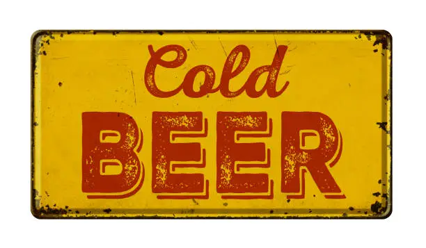 Photo of Vintage rusty metal sign on a white background - Cold Beer