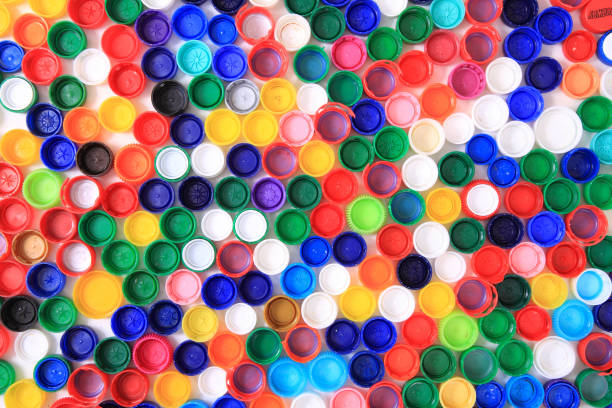 istock color plastic caps from pet bottles 1075956078