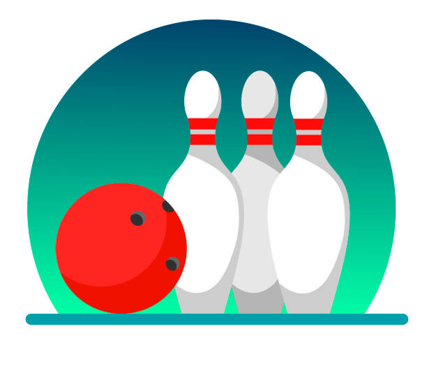 istock Bowling ball and skittles on a white background, illustration in flat style 1075965388