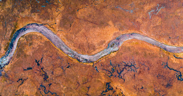 A river landscape in Scotland seen from directly above