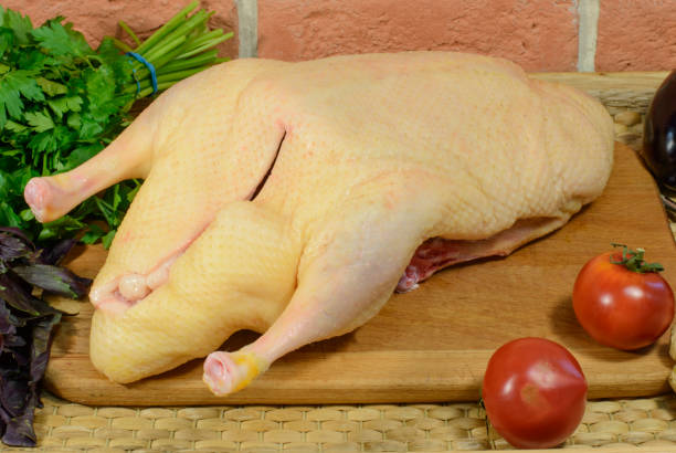 istock Fresh plucked goose on a market table. 1075973432