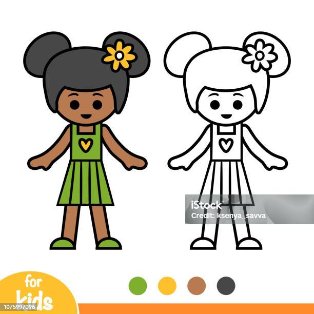 Coloring Book African American Girl Stock Illustration - Download Image Now - Afro Hairstyle, Black Color, Girls