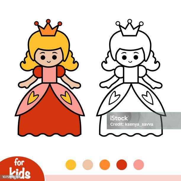 Coloring Book Princess Stock Illustration - Download Image Now - Black Color, Book, Cartoon