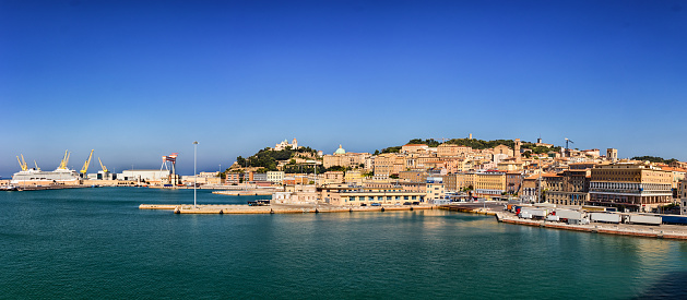 Aerial view of the marina and old town of Alghero, Sardinia