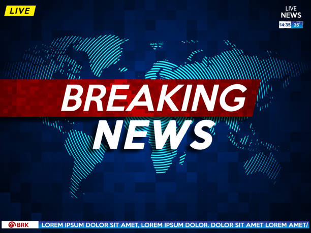istock Background screen saver on breaking news. Breaking news live on blue background with world map. 1076011582