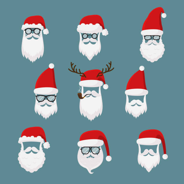 kolekcja akcesoriów santa - santa claus christmas glasses mustache stock illustrations