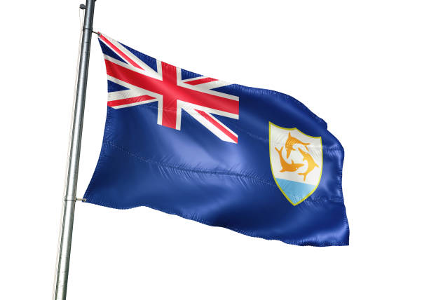 istock Anguilla anguillian flag waving isolated on white background realistic 1076027792