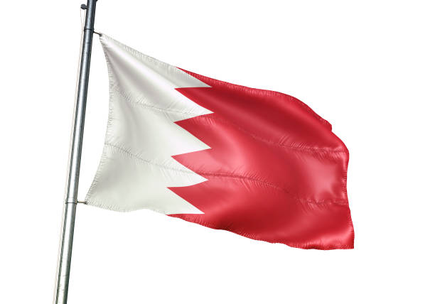 istock Bahrain bahraini flag waving isolated on white background realistic 1076027952