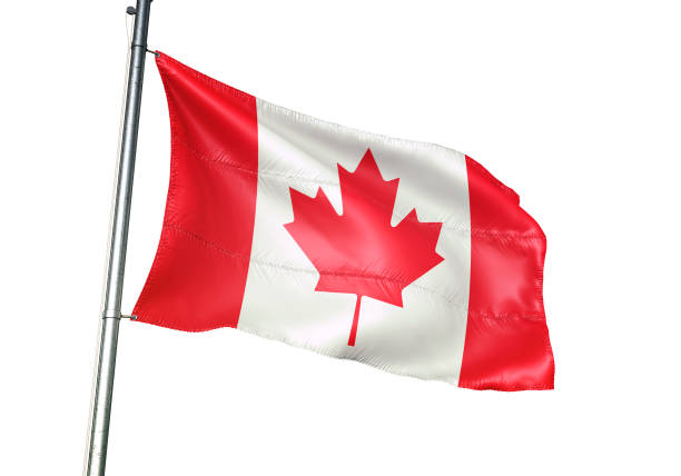 istock Canada canadian flag waving isolated on white background realistic 1076028086