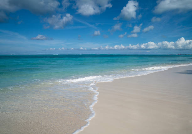 White sand beach in Providenciales, Caicos islands.
