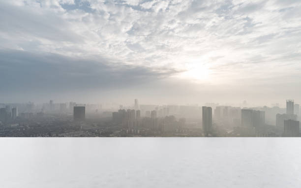 istock Panoramic skyline and buildings with empty road 1076069212
