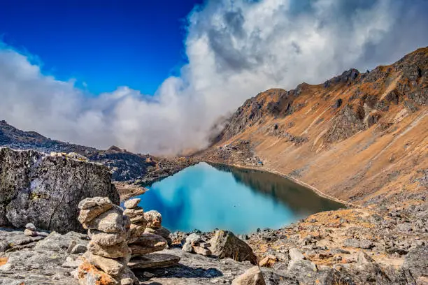 Beautiful high altitude Gosainkunda lake in Nepal