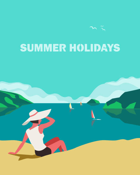 최고의 여름 휴가 - beach cartoon island sea stock illustrations