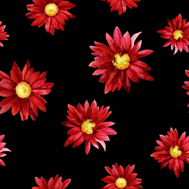 istock Watercolor seamless pattern of chrysanthemum flowers. 1076089116