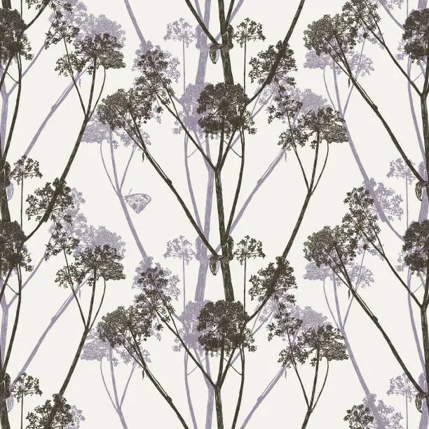 Vector illustration of Angelica Cow Parsley Seamless Repeat Pattern