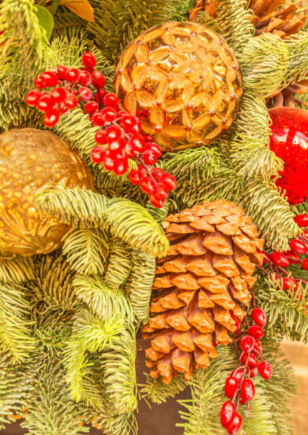 istock Christmas tree decorations - balls and cones 1076102114