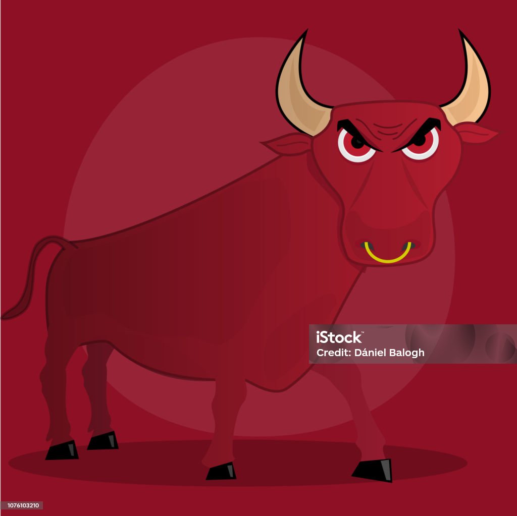 Angry Cartoon Bull. Illustration on red background. Angry Cartoon Bull. Illustration on red background Aggression stock vector