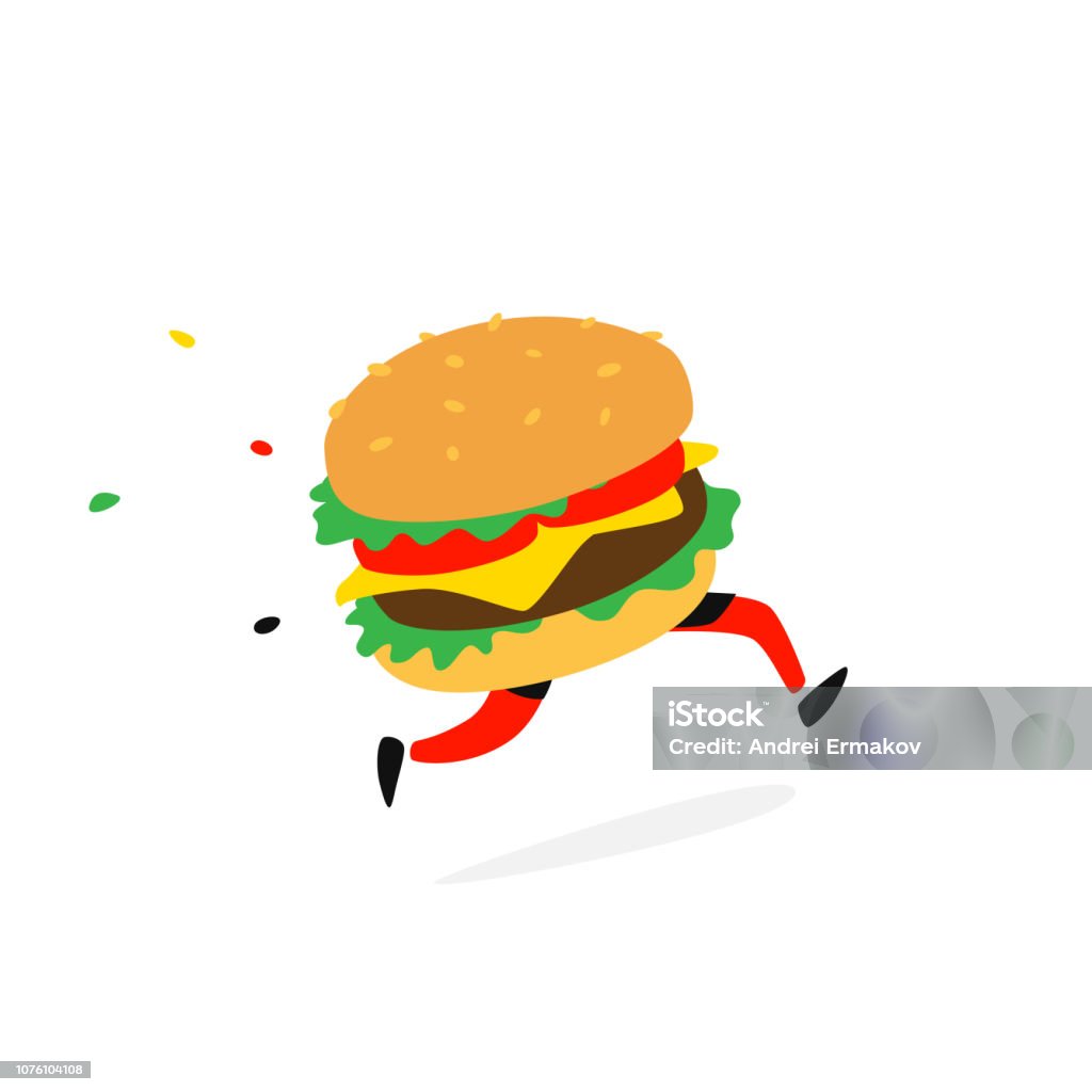 Biểu Tượng Chạy Hamburger Logo Cho Thức Ăn Nhanh Và Giao Đồ Ăn ...