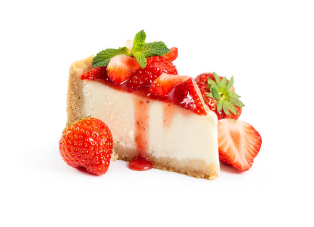 istock Piece of cheesecake with fresh strawberries and mint 1076104192