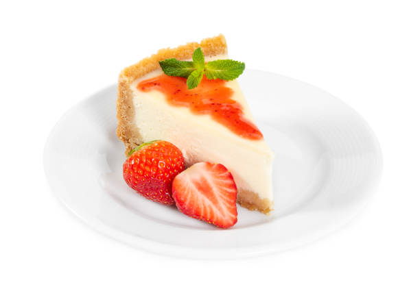 istock Piece of cheesecake with fresh strawberries and mint 1076104194