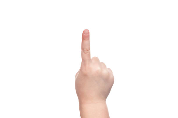 kinderhand mit zeigefinger oben - baby pointing child showing stock-fotos und bilder