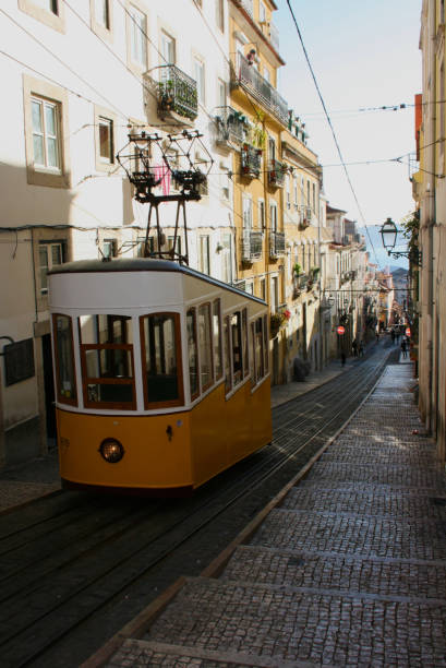 istock traditional yellow portuguese tram transport 1076114840