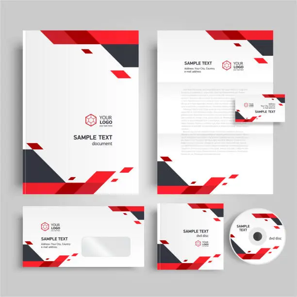 Vector illustration of Corporate identity design template red color