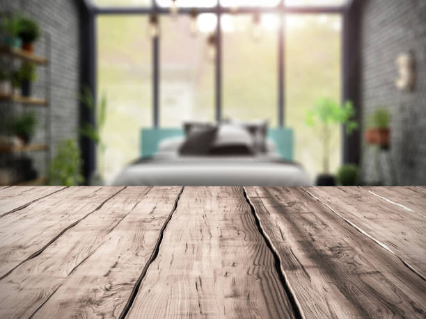 istock Table background Interior of modern living room 3D rendering 1076129334