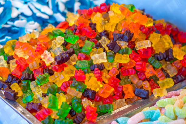 istock Various Colorful Gummi Candy Sweets at Market 1076136030