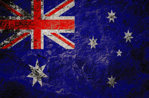Grunge Australia flag on grunge stone background