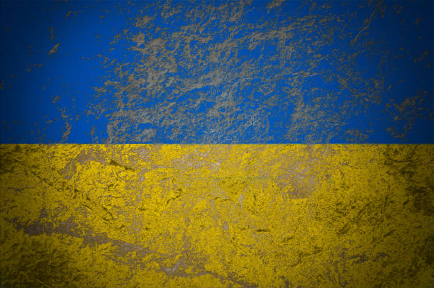 istock Ukrainian flag painted  on stone background 1076146180