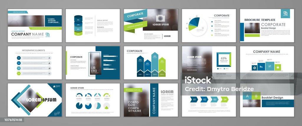 Presentation flyer set Blue abstract presentation slide templates. Infographic elements template  set for web, print, annual report brochure, business flyer leaflet marketing and advertising template. Vector Illustration Template stock vector