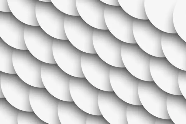 Vector illustration of Pattern of white circles with shadows. Vector illustration.