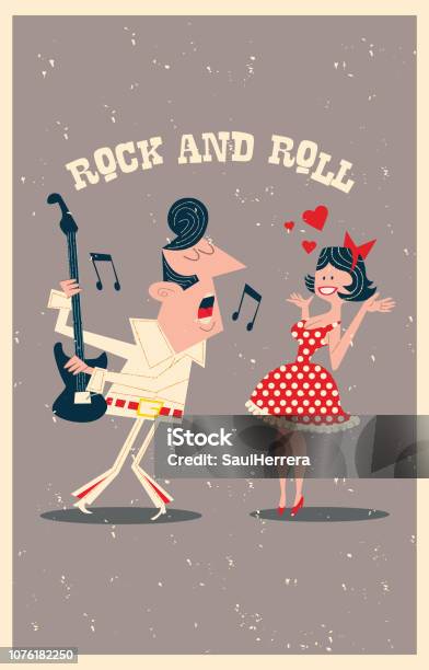 Rock Singer Stock Illustration - Download Image Now - Elvis Impersonator, Retro Style, Stage - Performance Space