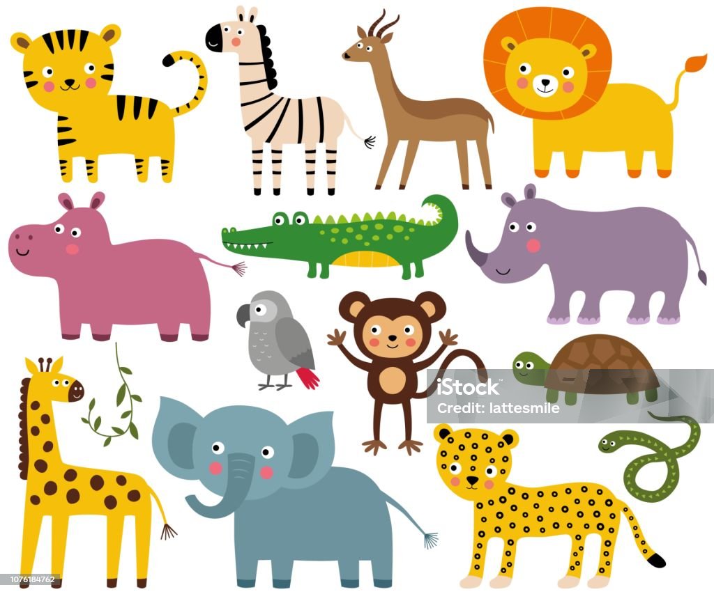 African Jungle Vector Animals Set Stock Illustration - Download Image Now -  iStock