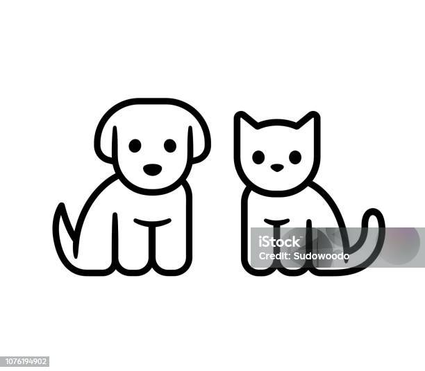 Puppy And Kitten Icon Stock Illustration - Download Image Now - Dog, Domestic Cat, Icon